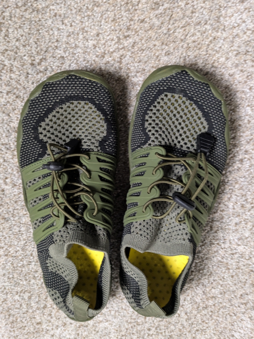 Barefoot Green Mesh hiking trail Water Shoes Quick Lace Slip-On US 7.5